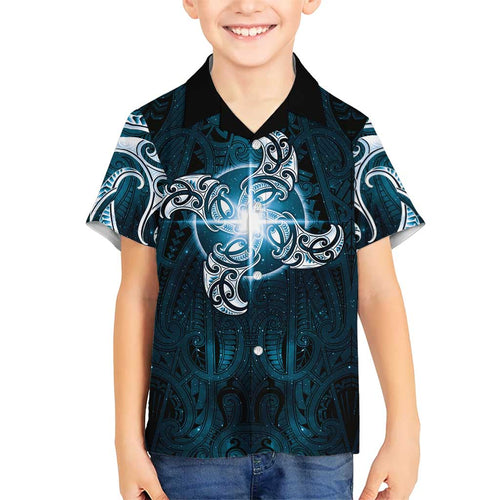 New Zealand Matariki Waita Hawaiian Shirt Maori Moko Dark Blue Galaxy