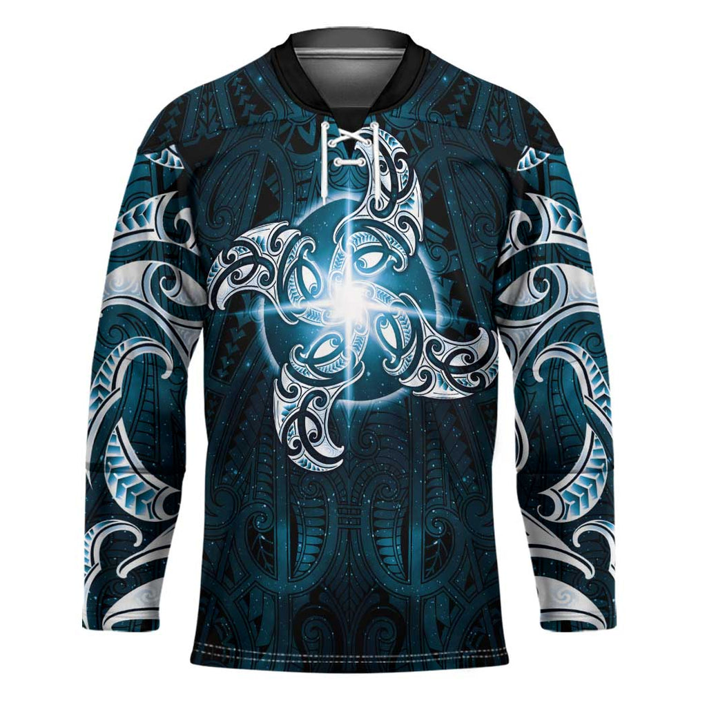 New Zealand Matariki Waita Hockey Jersey Maori Moko Dark Blue Galaxy