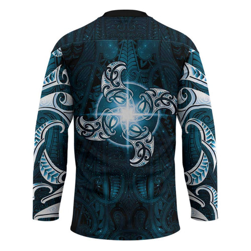 New Zealand Matariki Waita Hockey Jersey Maori Moko Dark Blue Galaxy