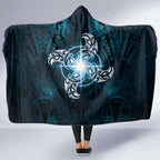 New Zealand Matariki Waita Hooded Blanket Maori Moko Dark Blue Galaxy