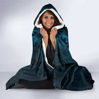 New Zealand Matariki Waita Hooded Blanket Maori Moko Dark Blue Galaxy