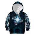 New Zealand Matariki Waita Kid Hoodie Maori Moko Dark Blue Galaxy