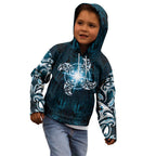 New Zealand Matariki Waita Kid Hoodie Maori Moko Dark Blue Galaxy