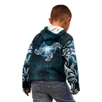 New Zealand Matariki Waita Kid Hoodie Maori Moko Dark Blue Galaxy
