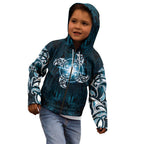 New Zealand Matariki Waita Kid Hoodie Maori Moko Dark Blue Galaxy