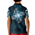 New Zealand Matariki Waita Kid Polo Shirt Maori Moko Dark Blue Galaxy