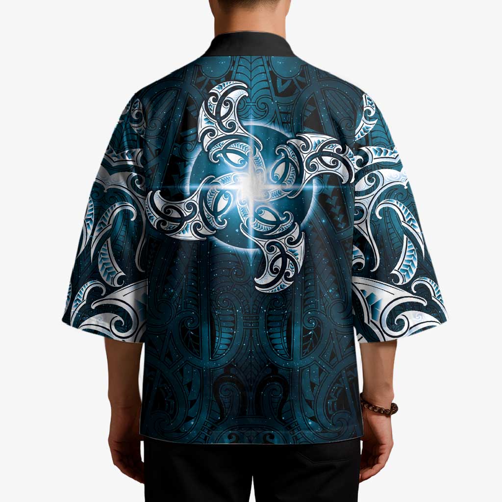 New Zealand Matariki Waita Kimono Maori Moko Dark Blue Galaxy