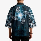 New Zealand Matariki Waita Kimono Maori Moko Dark Blue Galaxy