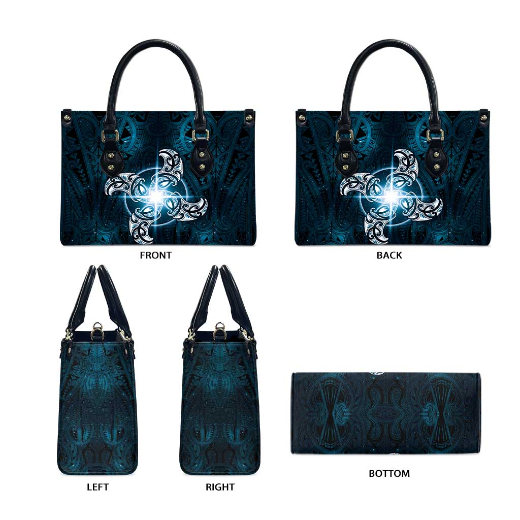 New Zealand Matariki Waita Leather Bag Maori Moko Dark Blue Galaxy