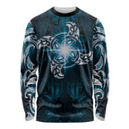 New Zealand Matariki Waita Long Sleeve Shirt Maori Moko Dark Blue Galaxy