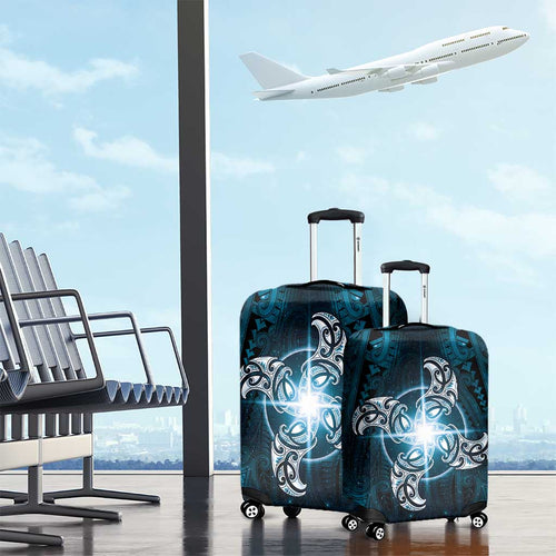 New Zealand Matariki Waita Luggage Cover Maori Moko Dark Blue Galaxy