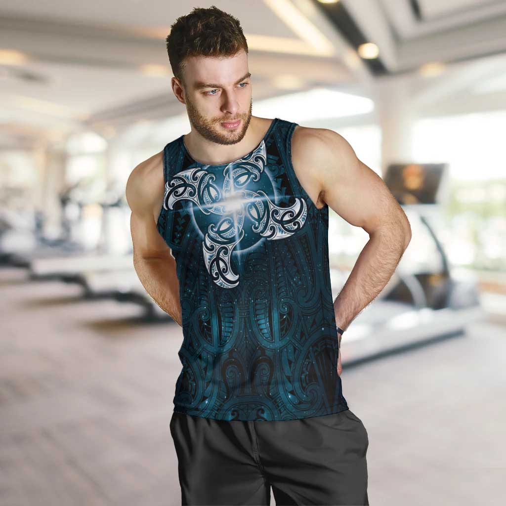 New Zealand Matariki Waita Men Tank Top Maori Moko Dark Blue Galaxy
