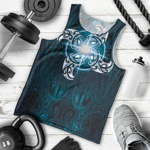 New Zealand Matariki Waita Men Tank Top Maori Moko Dark Blue Galaxy