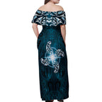 New Zealand Matariki Waita Off Shoulder Maxi Dress Maori Moko Dark Blue Galaxy