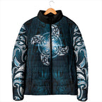 New Zealand Matariki Waita Padded Jacket Maori Moko Dark Blue Galaxy