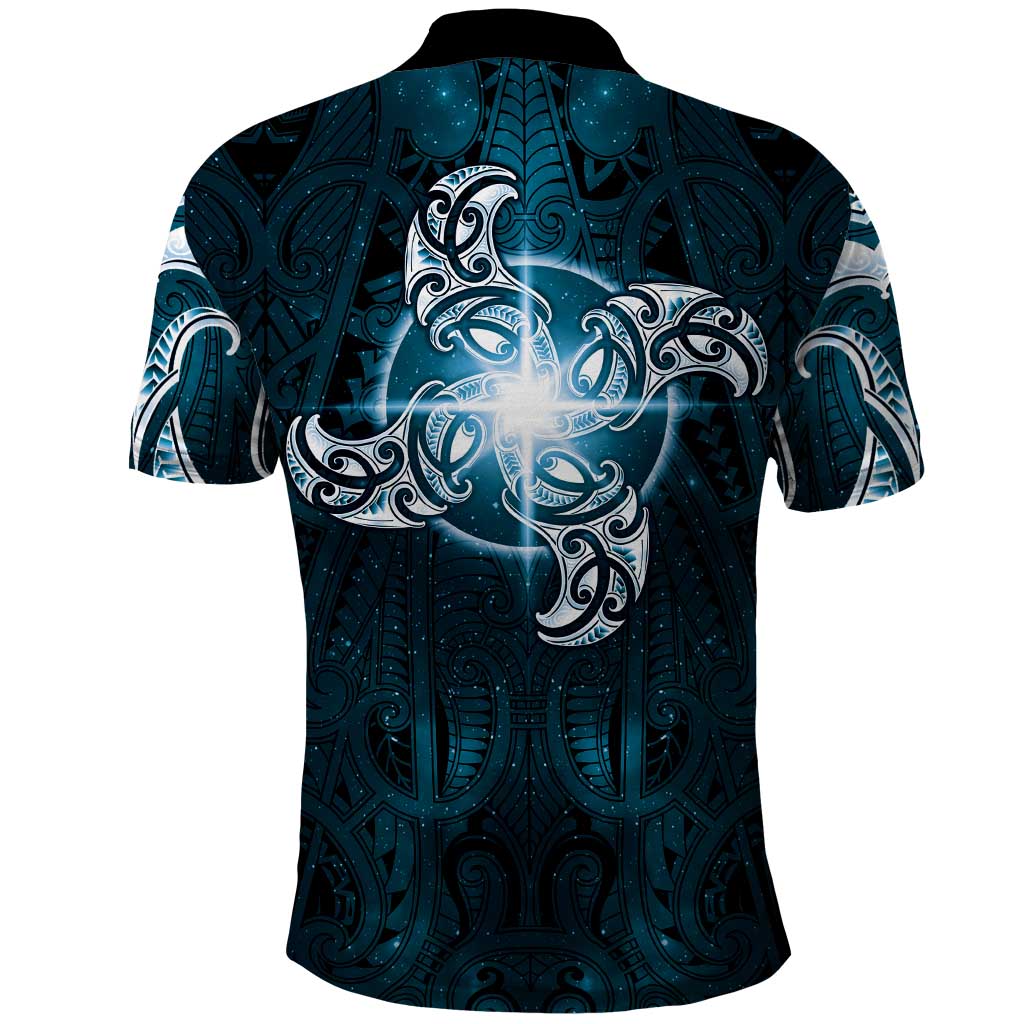 New Zealand Matariki Waita Polo Shirt Maori Moko Dark Blue Galaxy