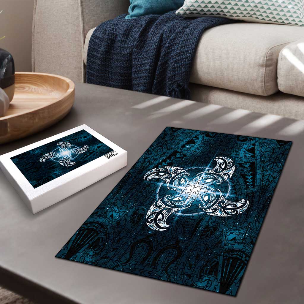 New Zealand Matariki Waita Puzzle Maori Moko Dark Blue Galaxy