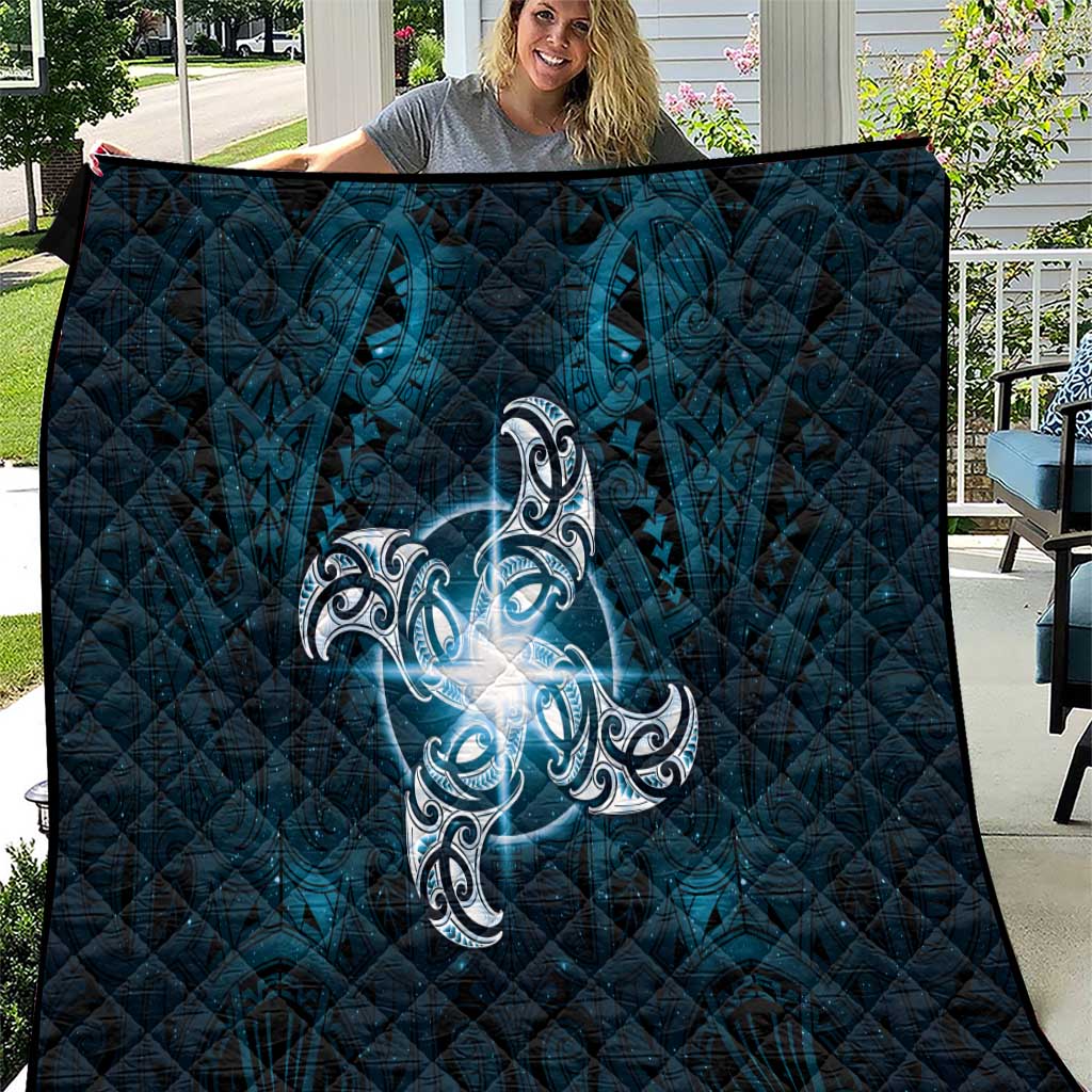 New Zealand Matariki Waita Quilt Maori Moko Dark Blue Galaxy