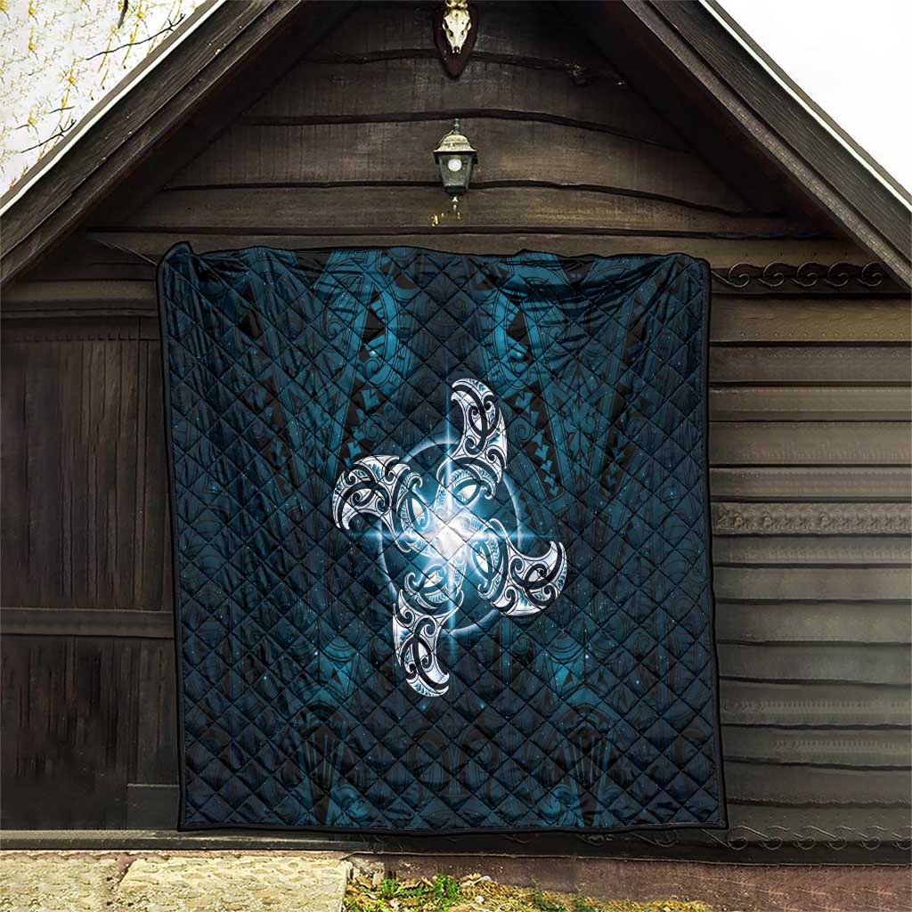 New Zealand Matariki Waita Quilt Maori Moko Dark Blue Galaxy