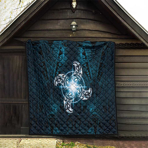 New Zealand Matariki Waita Quilt Maori Moko Dark Blue Galaxy