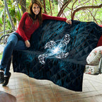 New Zealand Matariki Waita Quilt Maori Moko Dark Blue Galaxy