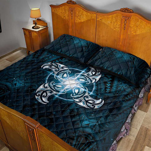 New Zealand Matariki Waita Quilt Bed Set Maori Moko Dark Blue Galaxy