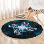 New Zealand Matariki Waita Round Carpet Maori Moko Dark Blue Galaxy