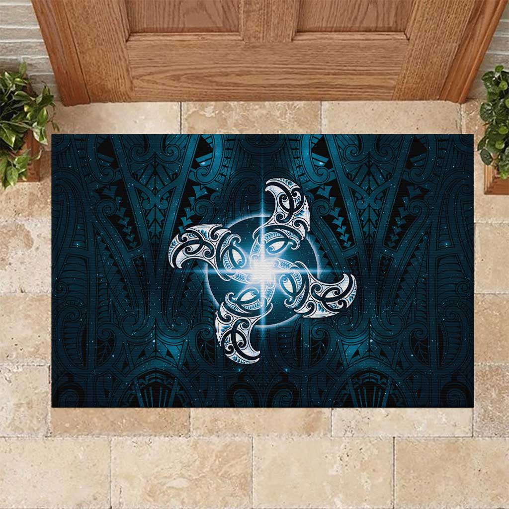 New Zealand Matariki Waita Rubber Doormat Maori Moko Dark Blue Galaxy