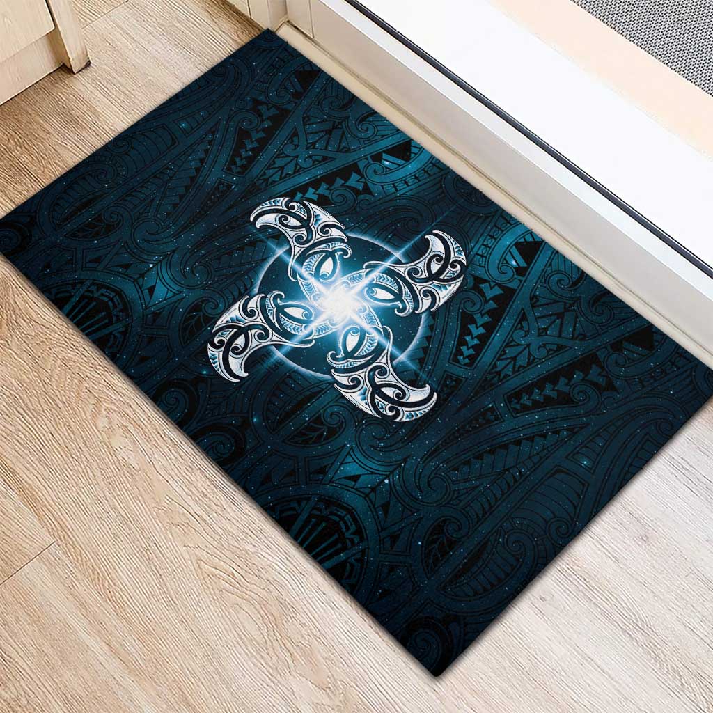 New Zealand Matariki Waita Rubber Doormat Maori Moko Dark Blue Galaxy