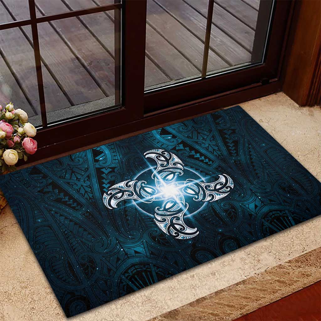 New Zealand Matariki Waita Rubber Doormat Maori Moko Dark Blue Galaxy