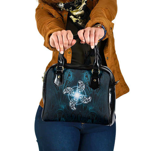 New Zealand Matariki Waita Shoulder Handbag Maori Moko Dark Blue Galaxy