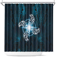 New Zealand Matariki Waita Shower Curtain Maori Moko Dark Blue Galaxy