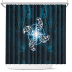 New Zealand Matariki Waita Shower Curtain Maori Moko Dark Blue Galaxy
