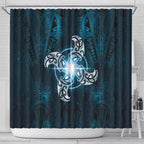 New Zealand Matariki Waita Shower Curtain Maori Moko Dark Blue Galaxy