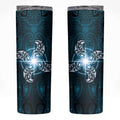 New Zealand Matariki Waita Skinny Tumbler Maori Moko Dark Blue Galaxy