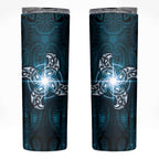 New Zealand Matariki Waita Skinny Tumbler Maori Moko Dark Blue Galaxy