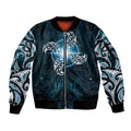 New Zealand Matariki Waita Sleeve Zip Bomber Jacket Maori Moko Dark Blue Galaxy