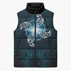 New Zealand Matariki Waita Sleeveless Puffer Jacket Maori Moko Dark Blue Galaxy