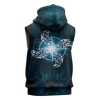 New Zealand Matariki Waita Sleeveless Zip Hoodie Maori Moko Dark Blue Galaxy