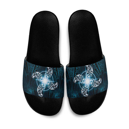 New Zealand Matariki Waita Slide Sandals Maori Moko Dark Blue Galaxy