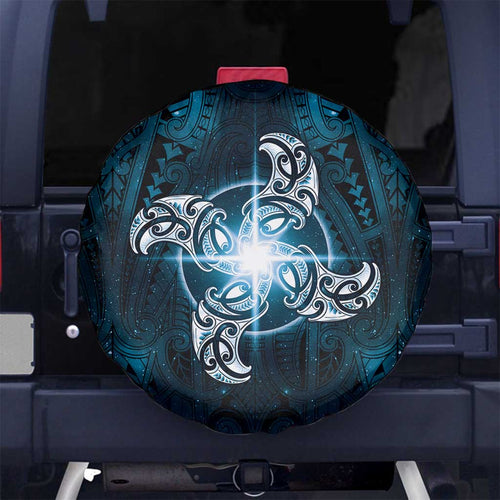 New Zealand Matariki Waita Spare Tire Cover Maori Moko Dark Blue Galaxy