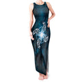 New Zealand Matariki Waita Tank Maxi Dress Maori Moko Dark Blue Galaxy