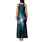 New Zealand Matariki Waita Tank Maxi Dress Maori Moko Dark Blue Galaxy