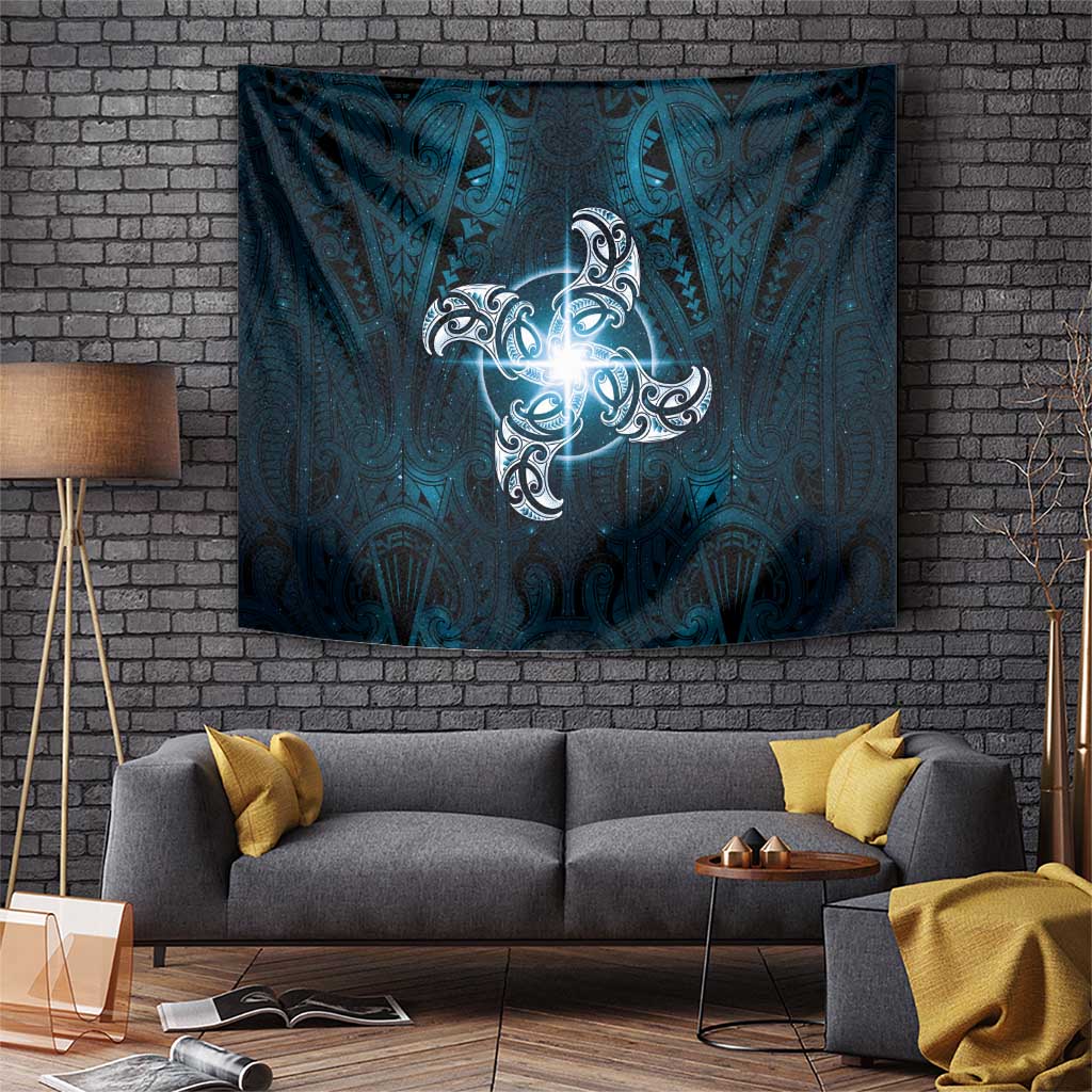 New Zealand Matariki Waita Tapestry Maori Moko Dark Blue Galaxy