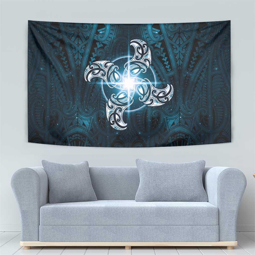 New Zealand Matariki Waita Tapestry Maori Moko Dark Blue Galaxy