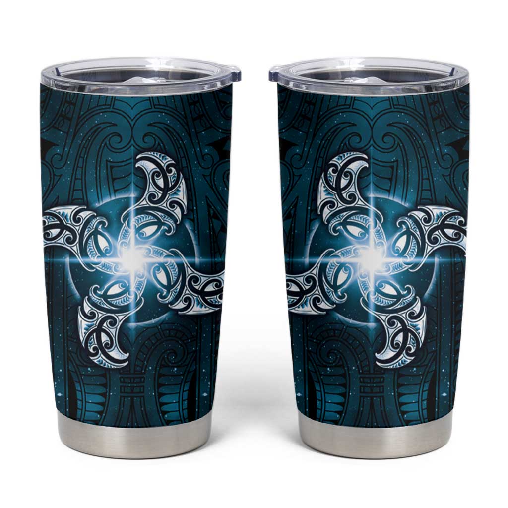 New Zealand Matariki Waita Tumbler Cup Maori Moko Dark Blue Galaxy