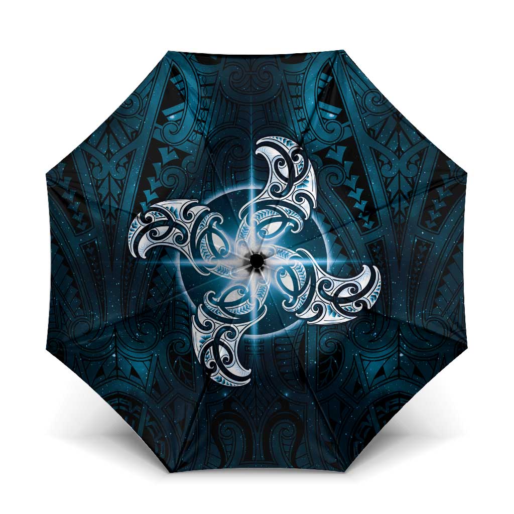 New Zealand Matariki Waita Umbrella Maori Moko Dark Blue Galaxy