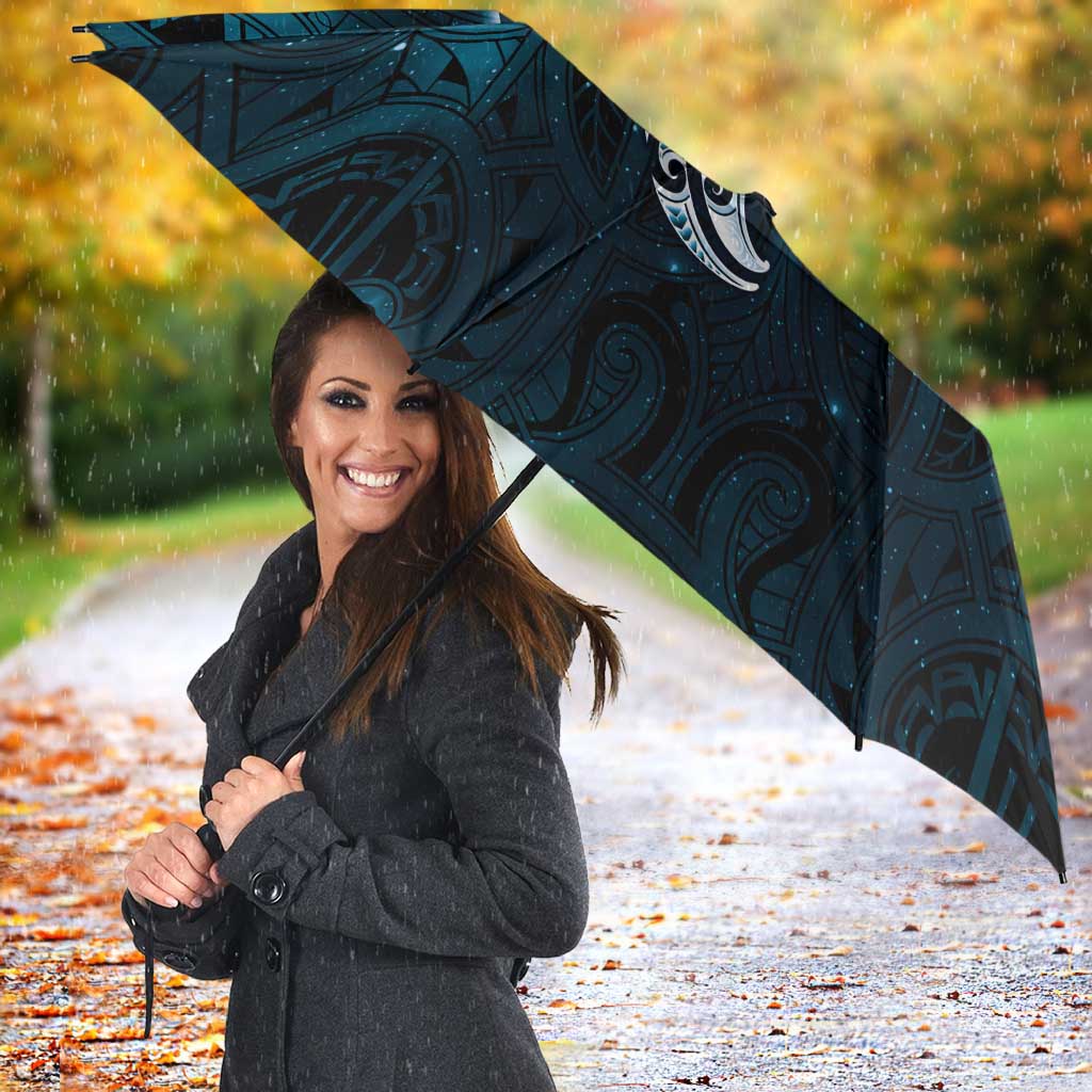 New Zealand Matariki Waita Umbrella Maori Moko Dark Blue Galaxy