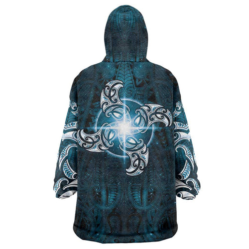 New Zealand Matariki Waita Wearable Blanket Hoodie Maori Moko Dark Blue Galaxy
