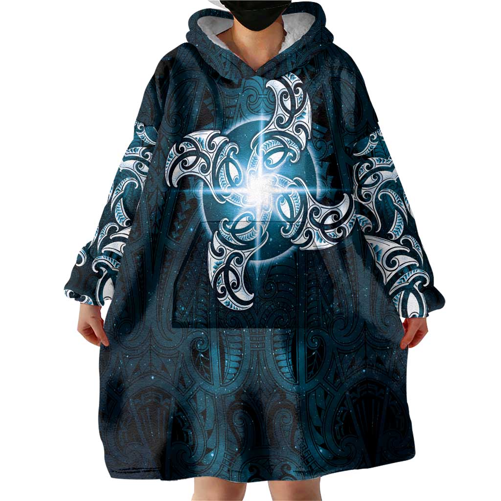 New Zealand Matariki Waita Wearable Blanket Hoodie Maori Moko Dark Blue Galaxy